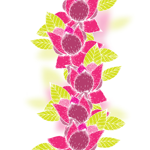 Pink flowers and yellow leaves vector background 10  