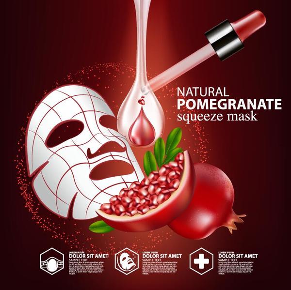 Pomme grenade squeeze masque publicitaire affiche vecteur 04  