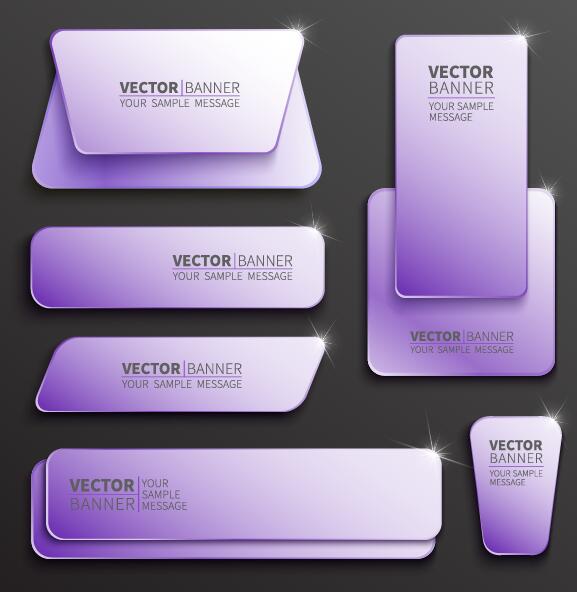 Фиолетовый веб баннер вектор набор 01  