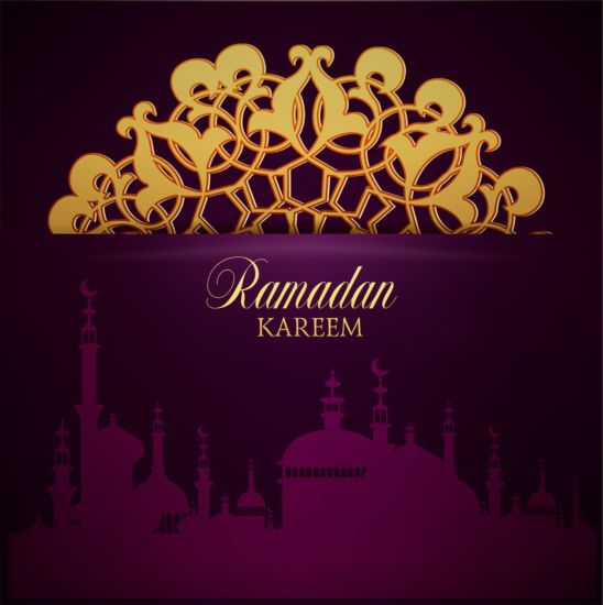 Ramadan kareem purple backgrounds vector set 05  