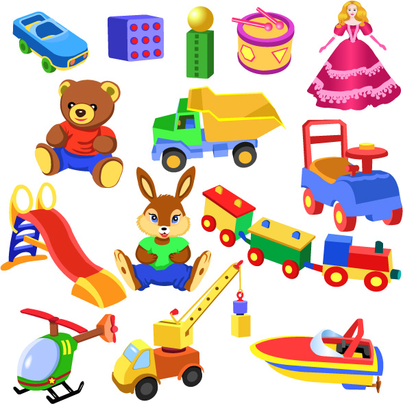 Realistic children toys creative design graphics 06  