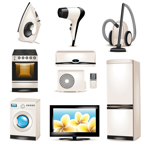 Realistic household appliances vector illustration 03  