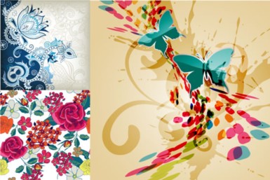 Butterflies with grunge background vector  