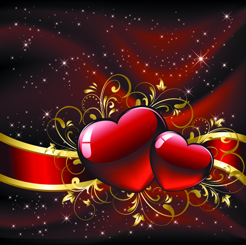 Set of luxurious Valentine Cards Vector 01  