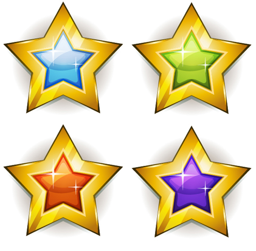 Shining gold stars icons vector  