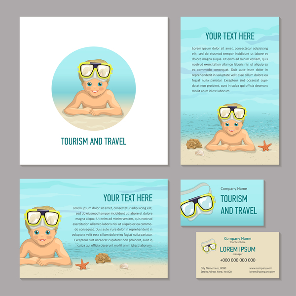 Summer holiday flyer cover with card and banner vector 01  