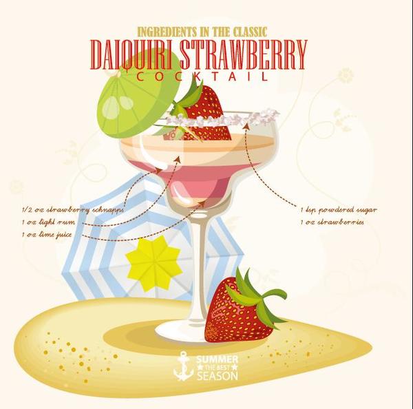 Summer season cocktails poster design vectors 07  