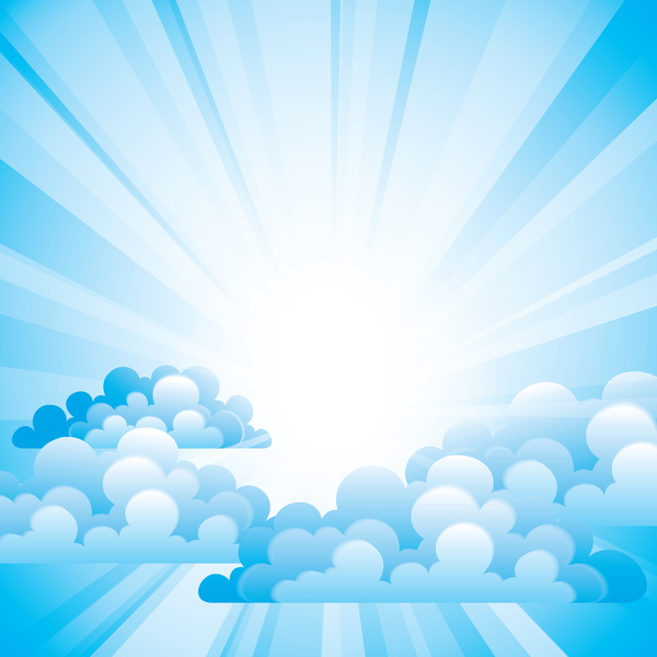 Sunlight and clouds with sky background vector 02  