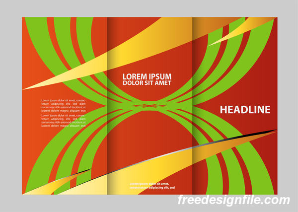 Three fold flyer and brochure cover red green vector 01  