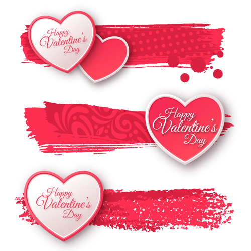 Valentines day banners with heart vector 02  