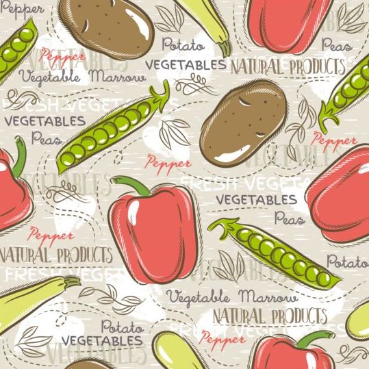 Gemüse nahtlose Muster handgezeichneten Vektor 04  