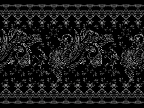 Vintage floral ornate with black background vector 02  