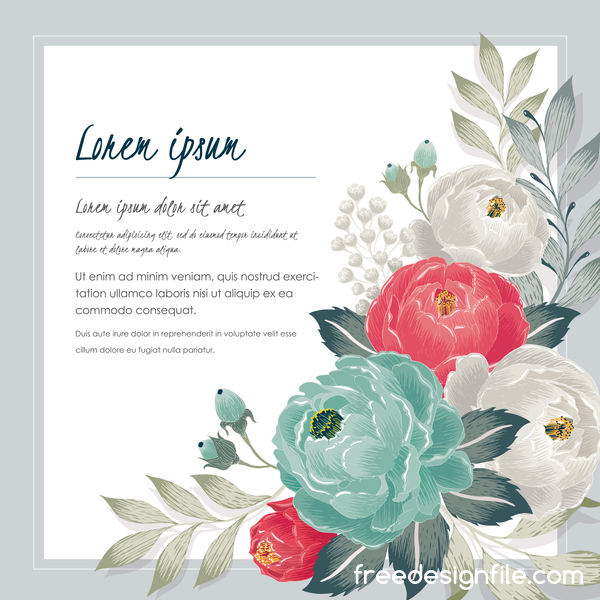 Vintage flower with greeting card for your text design vector 11  