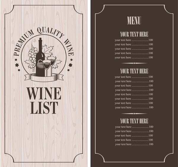 Wine menu list template vector material 10  
