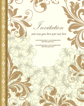 Retro style floral ornament invitation card vector 01  