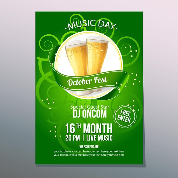 october fest night poster vector template  