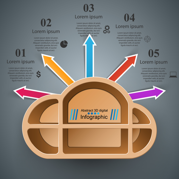 shelf arrows color infographic vector  