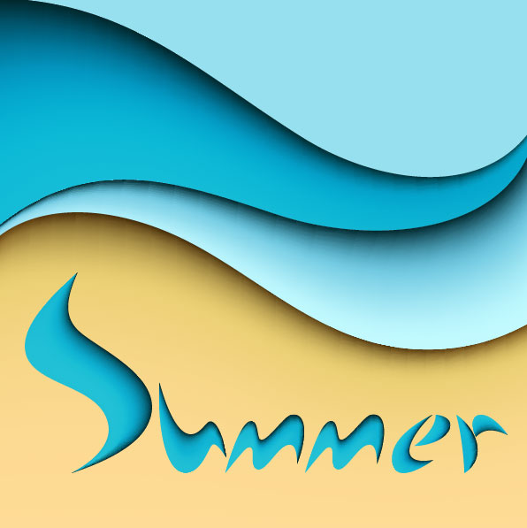 Summer and cartoon waves background vector 03  