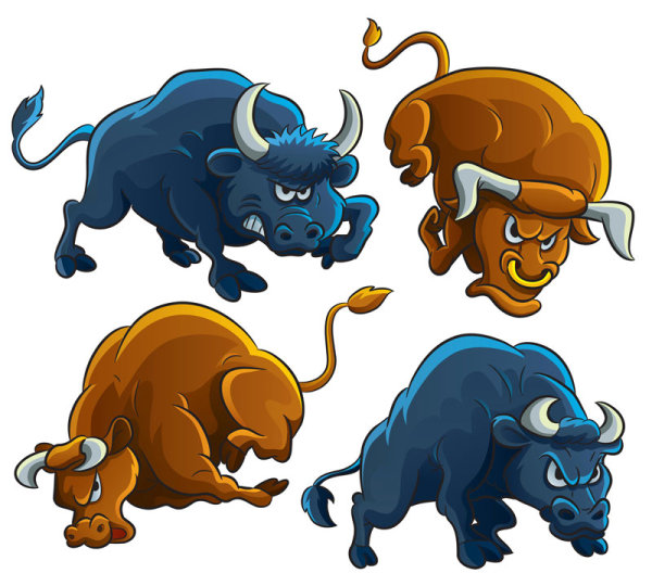 Set of angry bulls design vector 03  