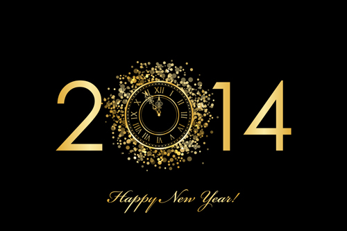 Creative 2014 New Year vector background set 07  