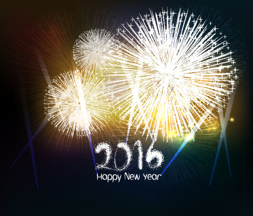 2016 new year with firework background vector 06  