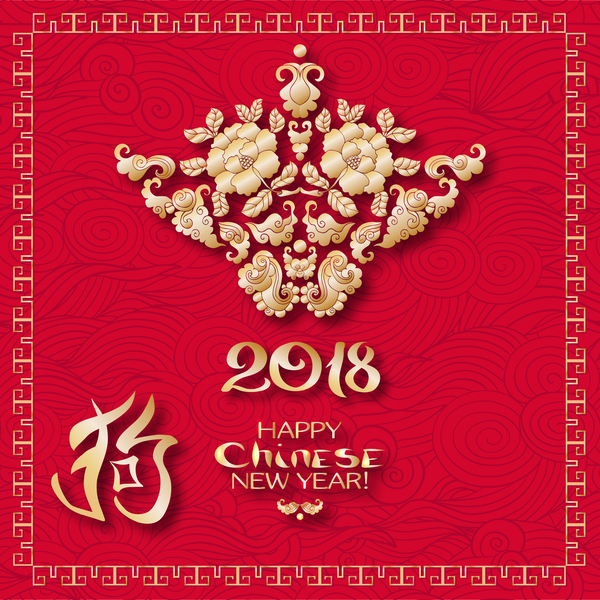 Chinesisches neues Jahr 2018 des Hundejahrdesignvektors 04  