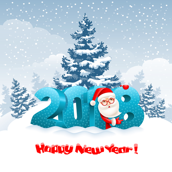 3D 2018 text with santa vector material 03  