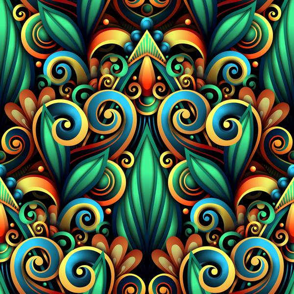 3d colored decor pattern design vector 01  