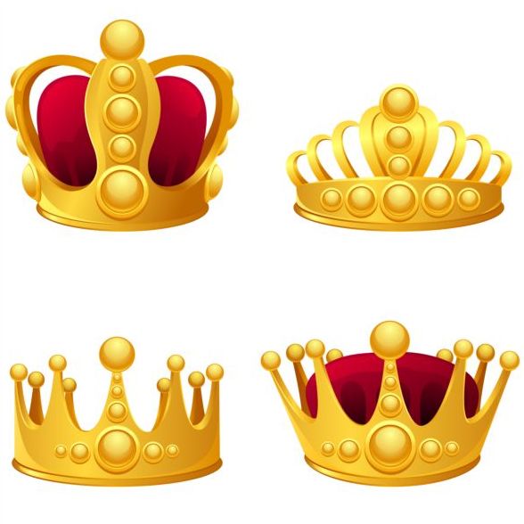 4 種類輝く王冠イラスト ベクトル  