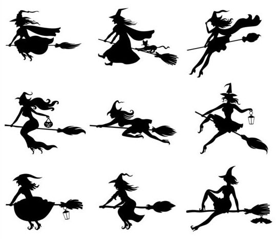 9 Kind witch silhouette vector  