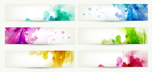 Abstract of Colorful Flowers banners vector 04  