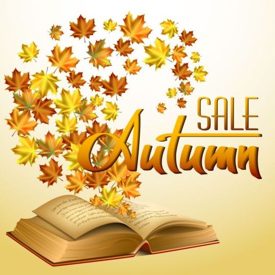 Herbstverkauf Hintergrund mit Buchvektor  