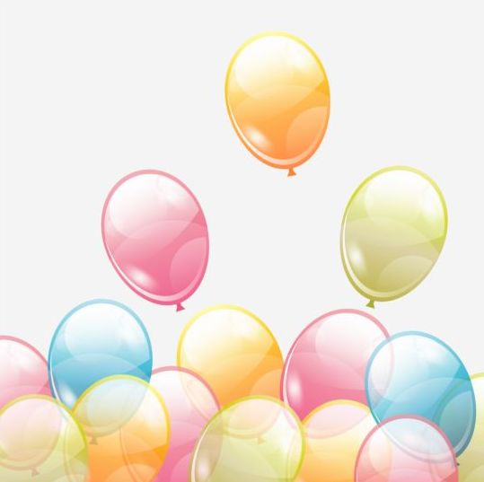 Sfondo di compleanno con palloncini trasparenti colorati vettore 01  