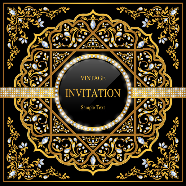Vecteur de carte d'invitation de luxe noir  