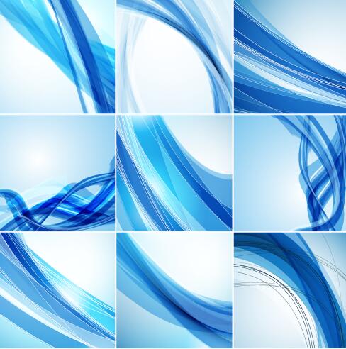 Blue wavy lines with abstract background vector 03  