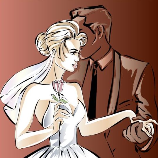 Braut und Bräutigam Hochzeits-Einladung Vorlage Vektor 01  