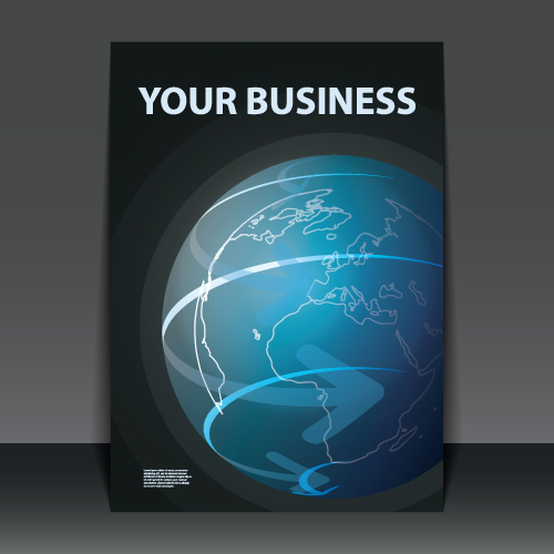 Business flyer with planet design vector 01  