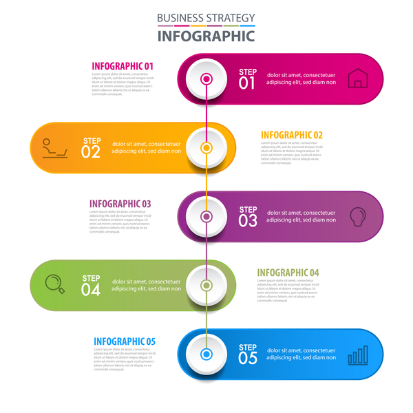 Infographic Schablonenvektor 15 der Geschäftsstrategie  