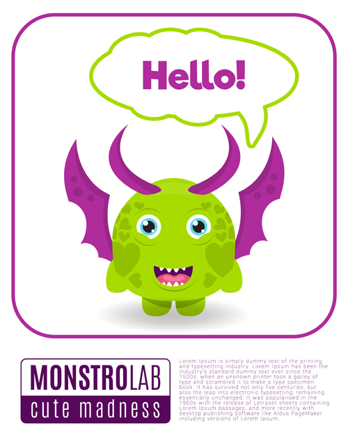 Cartoon madness monster with text box vector 08  