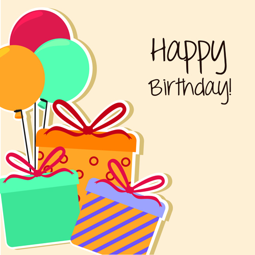 Cartoon style Happy Birthday greeting card template 02  