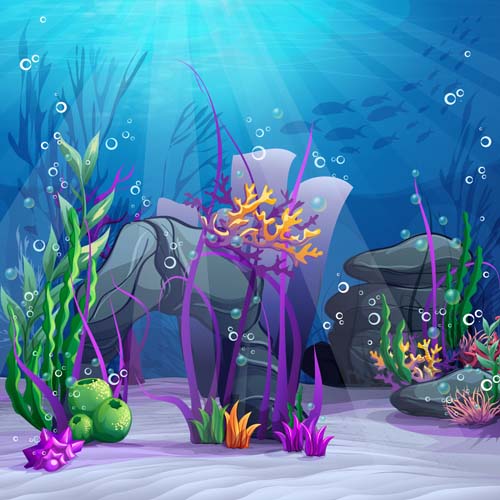 Cartoon underwater world beautiful vector 07  