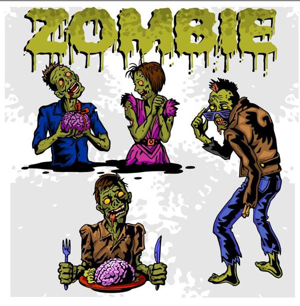 Dessin animé zombie illustration vecteur défini 09  