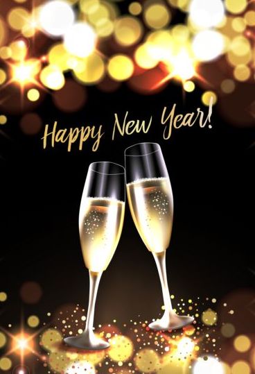 Champaghne glasses with new year background vector 04  