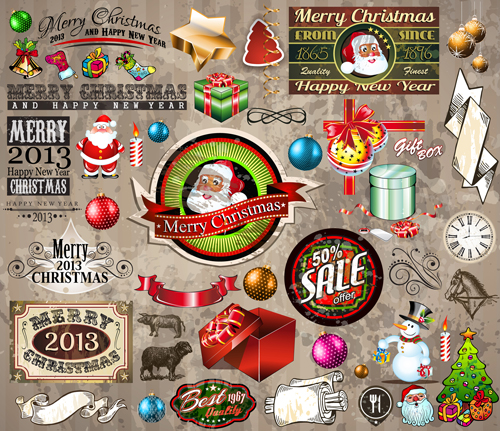 Christmas Ornaments collection vector graphics 01  