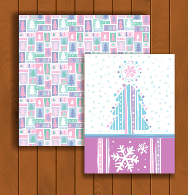 Kerstwens kaarten en enveloppen met houten achtergrond vector 06  