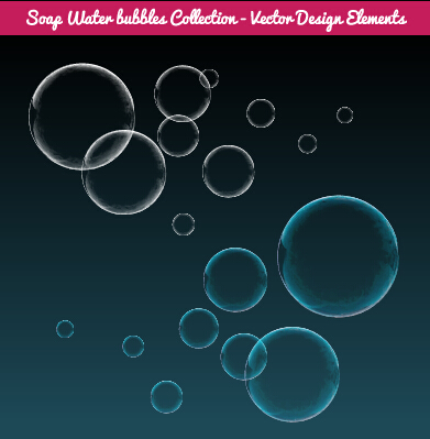 Colorful soap water bubbles vector set 01  