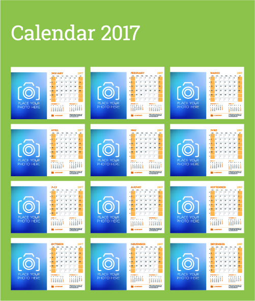 コモン2017ウォールカレンダーテンプレートベクトル16  