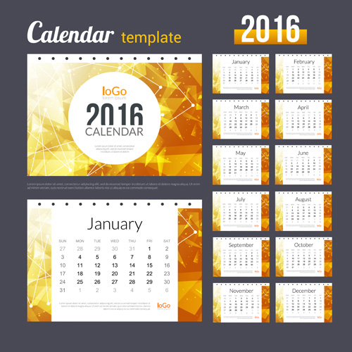 Creative Calendar 2016 template vector 09  
