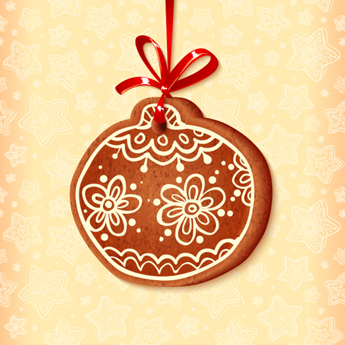 Cute cookie christmas ornament vector 05  