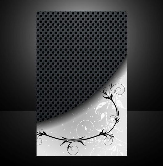 Dark metal with floral cover template vector 01  